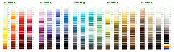 Alterfil-S 460 colour shade card.